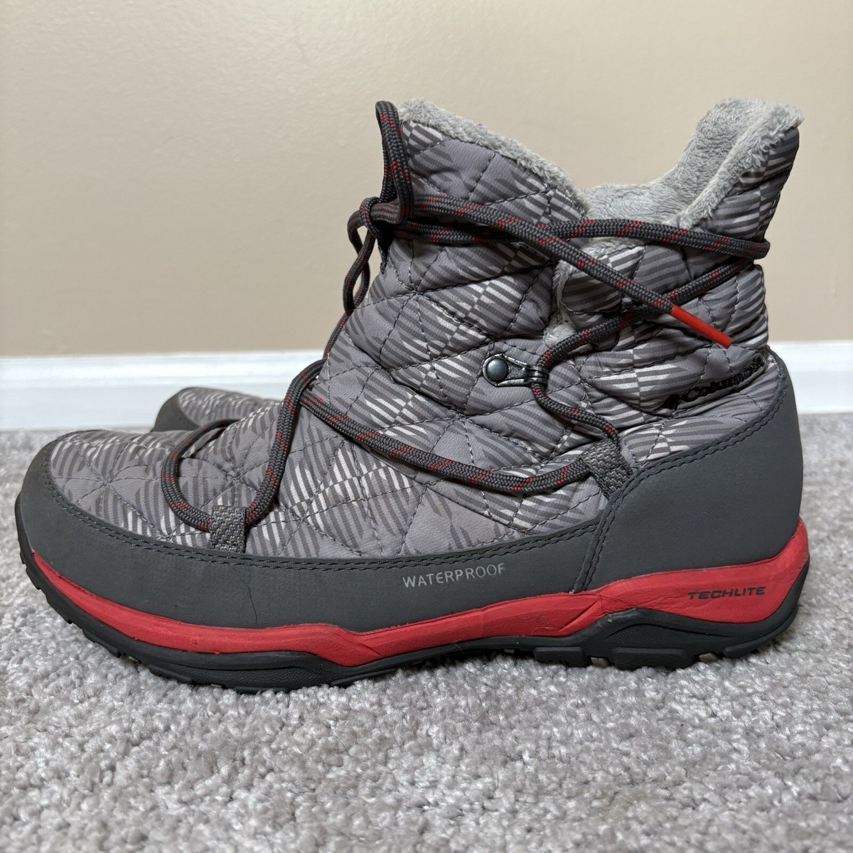 Columbia Womens Waterproof Omni-Heat 200 g Insulated Gray Snow Boots Size