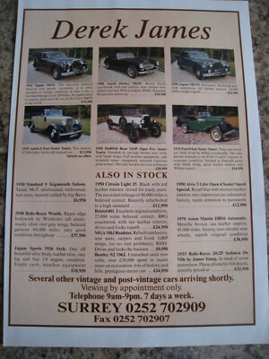 DEREK JAMES OLDTIMER SAMMLUNG SURREY JAG AUSTIN FORD CA. GRÖSSE A4 AKTE V