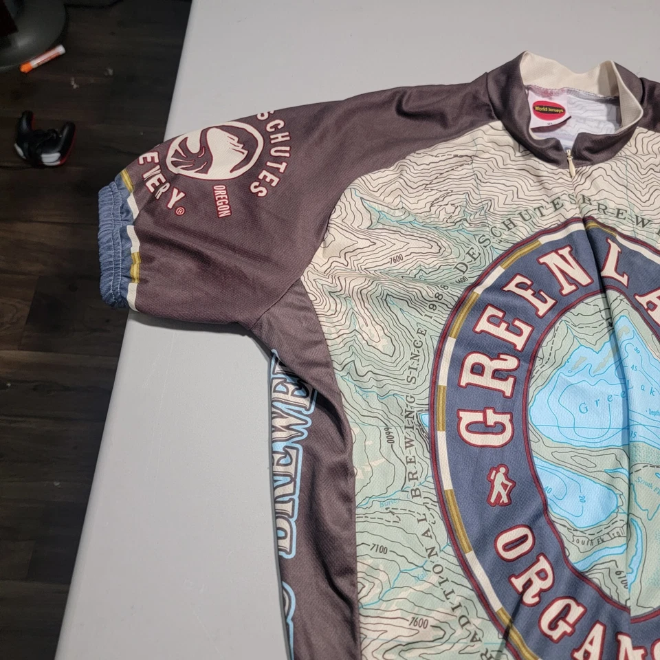 Camisas World Masculinas Tamanho XL Bicicleta Manga Curta Jersey Cerveja Logotipo Green Lakes Ale - Imagem 4 de 4