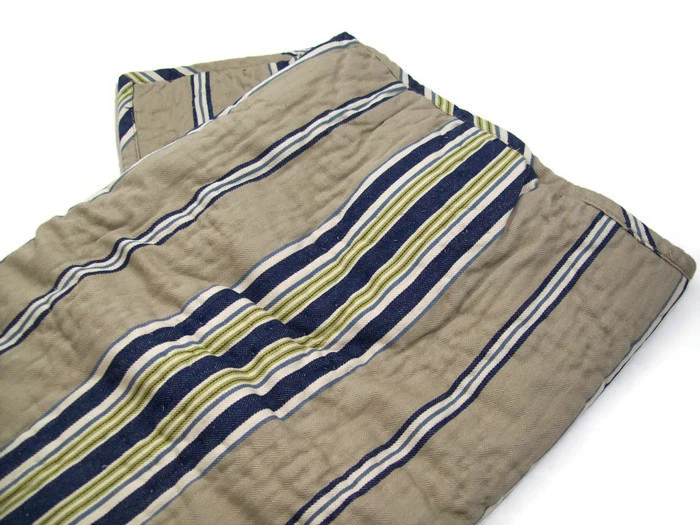 Pottery Barn Brown Blue Celeste Stripe Quilted Euro Pillow Cover Sham New - Image 4 of 4