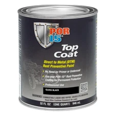 POR-15 45804 GLOSS BLACK TOPCOAT DTM RUST PREVENTIVE PAINT QUART