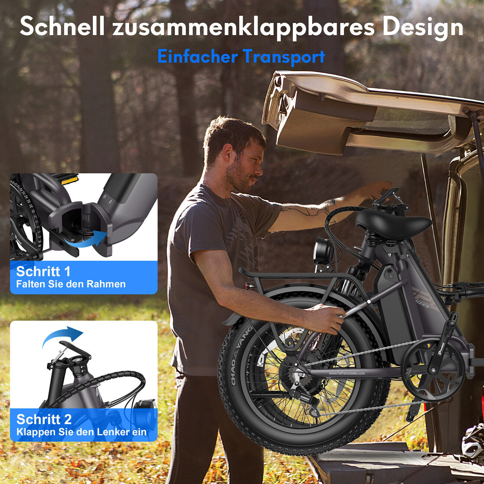 Fafrees FF20 Polar E-Bike Klapprad - 20 Zoll Fatbike Mit Doppelbatterie 160km Reichweite