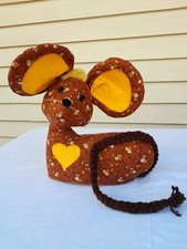 VINTAGE HANDMADE CLOTH MOUSE Doorstop Decoration 80s 90s retro homemade 10"