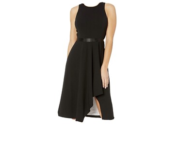 NEW Calvin Klein Black Sleeveless Asymmetrical Hem High-Low Fit & Flare  Dress 12 | eBay
