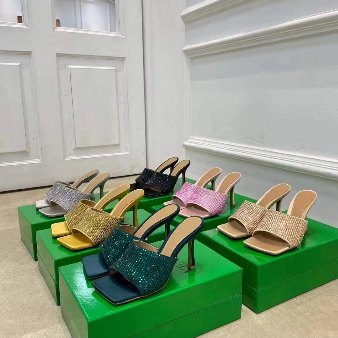 PANTOFOLA D’ORO B)o)t)t)e)g)a Veneta Ciabatte Donna con Tacchi Alti Quadrati