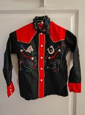 Vintage Childrens Western Chain Stitch Shirt Esskay 1950s Cowboy With Pants
