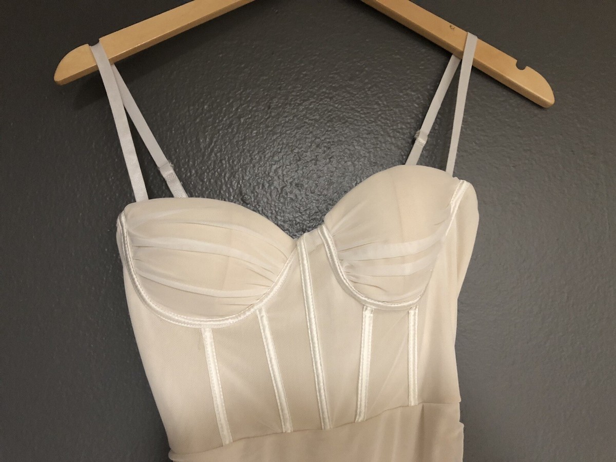 Linlan Mini Corset Dress Ruched Body con w/ Mesh White Dress Woman's Medium | eBay Linlan Mini Corset Dress Ruched Body con w/ Mesh White Dress Woman's Medium | eBay