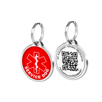 PetDwelling Service Dog ID QR Tag w/Online Profile/Email Alert/Scan GPS Location