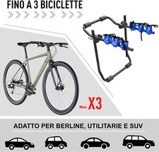 PORTABICI UNIVERSALE SPORTELLO POSTERIORE DA AUTO CAPACITA 3 BICI MAX 40KG