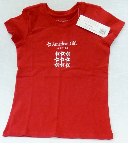 T-shirt top bambina di American Girl rossa SEATTLE taglia 7/8 tutti i giorni cotone - Foto 1 di 4