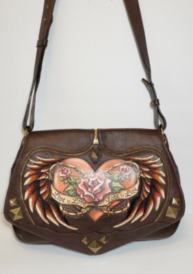 LIMITED EDITION ISABELLA FIORE BRIDGET LIVE TO LOVE BRN SHOULDER SADDLE BAG $695