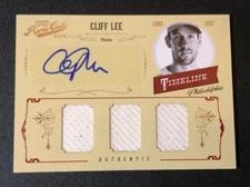 2012 Playoff Prime Cuts CLIFF LEE #11 Timeline Trios Jersey Auto/10 PHILLIES ⚾