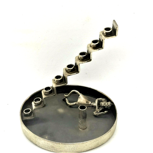 Hanukah Menorah " Jacob's Dream" Sterling Silver Handmade Designs By S. Ghatan - Picture 2 of 5