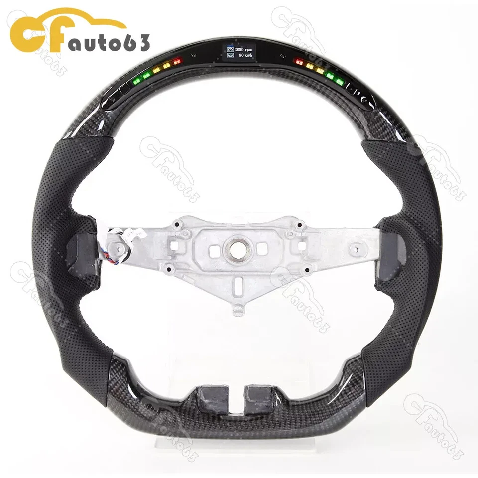 Volante LED de fibra de carbono real para Dodge Charger Challenger Durango 11-14 Foto 3 de 4