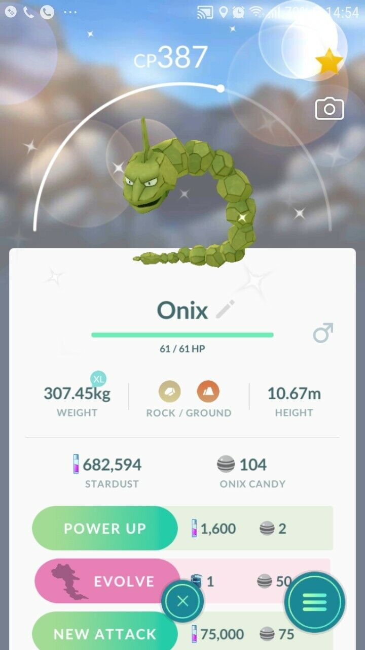 SHINY XXL Onix - Pokemon TRADE GO - Registered Trade - Read Description