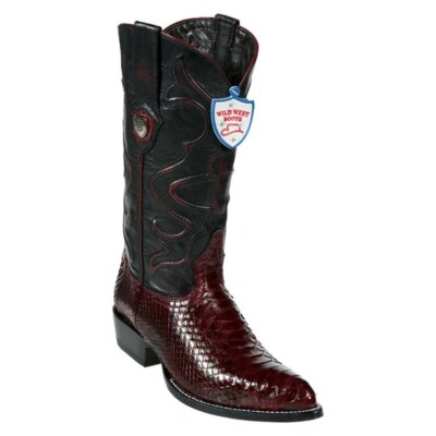 Wild West Genuine BURGUNDY Python Snake J Toe Cowboy Boot Handmade 2995706