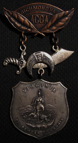 1904 RICHMOND VIRGINIA ACCA TEMPLE SHRINERS MEDAL BADGE - ATLANTIC CITY NJ - W&H