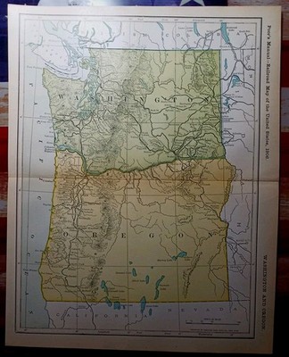 ~1906 Train Route Map WASHINGTON & OREGON all Railroad Lines Stations  11''×9''