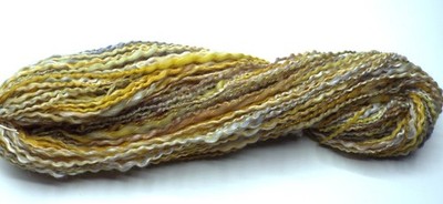 Super Soft Handspun yarn, Merino Wool, Silk, 111 yards, Tan, Gold, Lavender +