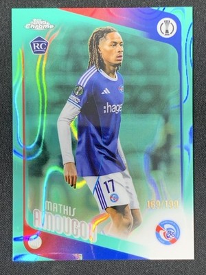 Mathis Amougou 2025-26 Topps Chrome UCC Aqua Lava Refractor Base RC /199 #177