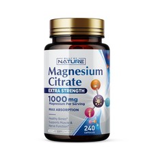 Magnesium Citrate 1000mg – Max Absorption, Vegan & Gluten-Free – 240 Capsules |