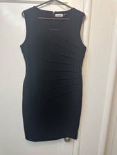 Calvin Klein Black Sheath Dress Womens Sleeveless Ruched Bodycon Career Formal S