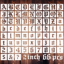 2 Inch Calligraphy Letter Stencils for Painting, 66 PCS Old English Lettering...