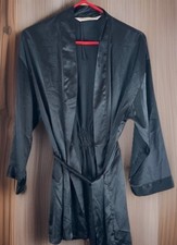Women's Satin Robe Black Victoria's Secret Kimono Sleep Lounge One Size Silky
