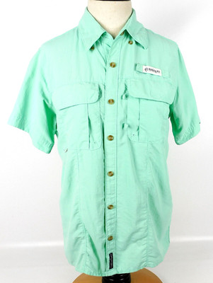 Magellan Fish Gear Laguna Madre Fishing Shirt Short Sleeve Aqua Blue Vented S