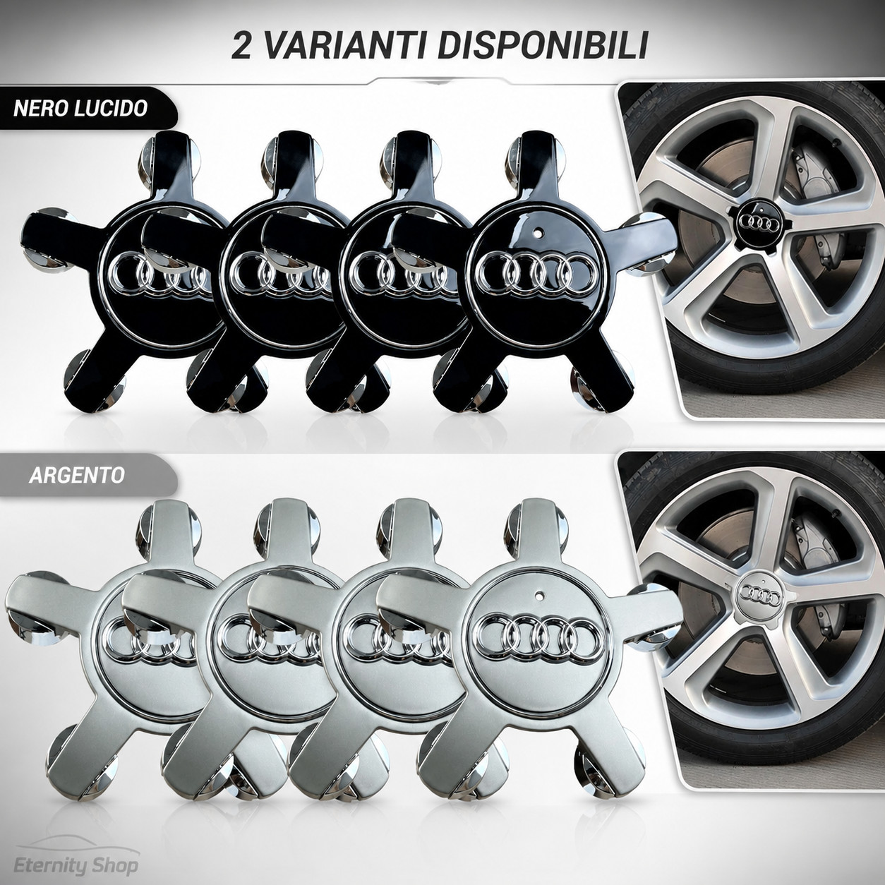 Coprimozzi Audi 135mm 4 Pezzi: Borchie per Cerchi in Lega A3 A4 A5 A6 Q5 Q7 TT