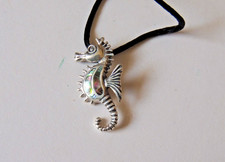 Sterling Silver and Abalone inlay Seahorse Pendant 1.25 inches 14007 