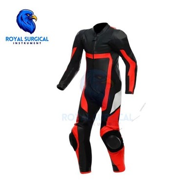 ORANGE/BLACK MOTORBIKE RACING LEATHER SUIT WITH HIGH QUALITY LEATHER AND DESIGN