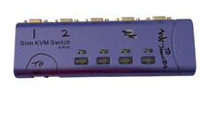 Slim KVM Switch 4 Port VGA PS/2 Keyboard Mouse Switch Box w/ Power Input