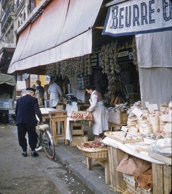 Vintage Stereo Realist Photo 3D Slide FRANCE Paris Les Halles Food Market 1955