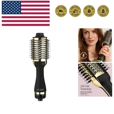 24K Gold Blow Dryer Brush - Effortless Volume & Fast Styling for All Hair Types