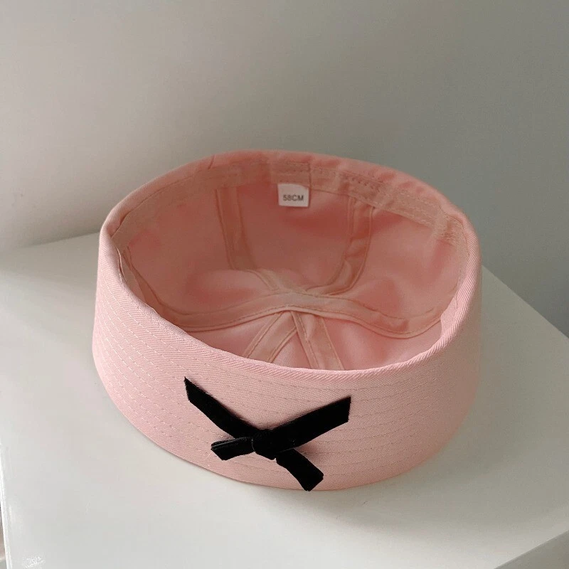 Women Girl Sailor Hat Yacht Captain Bow Pink White Cute Costume Accessory - Image 4 of 4