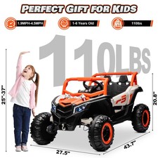 24V 4 4 Off-Road UTV Two Seater Kids Ride-On Car Bluetooth LED Shock Suspension