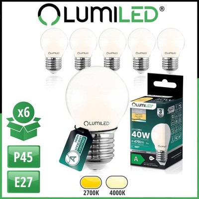 LUMILED 6x E27 P45 LED Lampen 2,2W (40W) 470lm Warm/Neutral FILAMENT MILCH GLAS