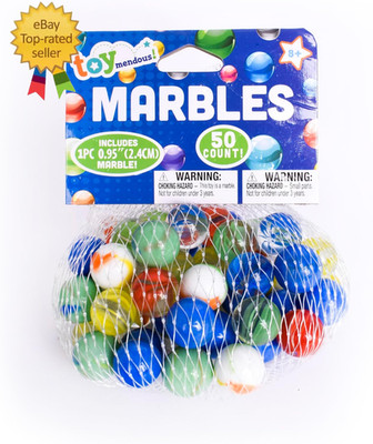 TOYMENDOUS 50 Piece Marbles - Colorful Glass Marble for Kids Games | 49 Player M
