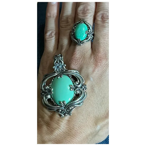 Carolyn Pollack bellissimo anello in argento sterling verde crisoprasio misura 10 - Foto 12 di 12