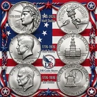 2026 P Semiquincentennial & 1976 Bicentennial Half Dollar + "Ike Silver Dollar",
