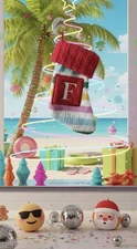Mini Christmas Stocking Monogrammed ‘F’ Colorful Striped Holiday