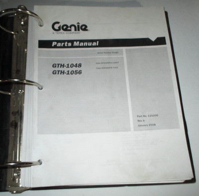 Genie GTH-1048 & GTH-1056 Telehandler Forklift Truck Parts Catalog Manual Book