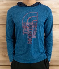 Vintage The North Face Boys Blue Long Sleeve Light Weight Hoodie Top - 14-16 L/G