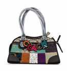 Coach Patchwork Multicolor Satchel Top Handle Zip w/ Charm, Pockets, Studs NWT