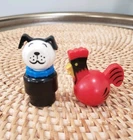 Vintage Fisher Price Little People RED Rooster Chicken & Black Dog For Farm VTG