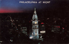 Philadelphia at Night - Pennsylvania PA - Postcard