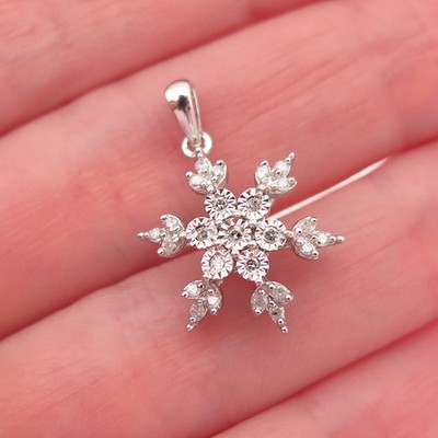 Jane Seymour 925 Sterling echter Rundschliff Diamant Schneeflocke Mini Charm Anhänger
