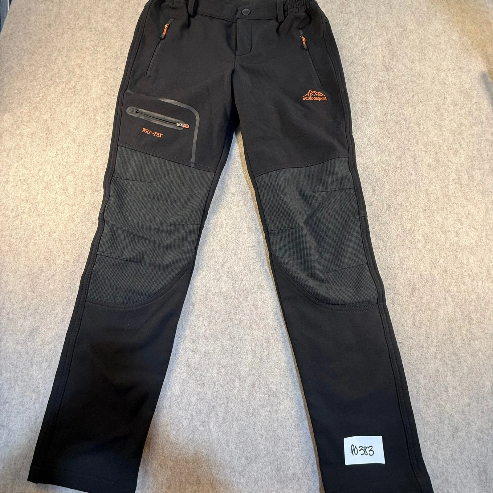 Outdoor Sport Wei-Tex Softshell Hiking Pants Black Size S Reinforced Knees