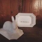 Fenton Opal Glass Mule Eared Bunny Rabbit  On A Nest